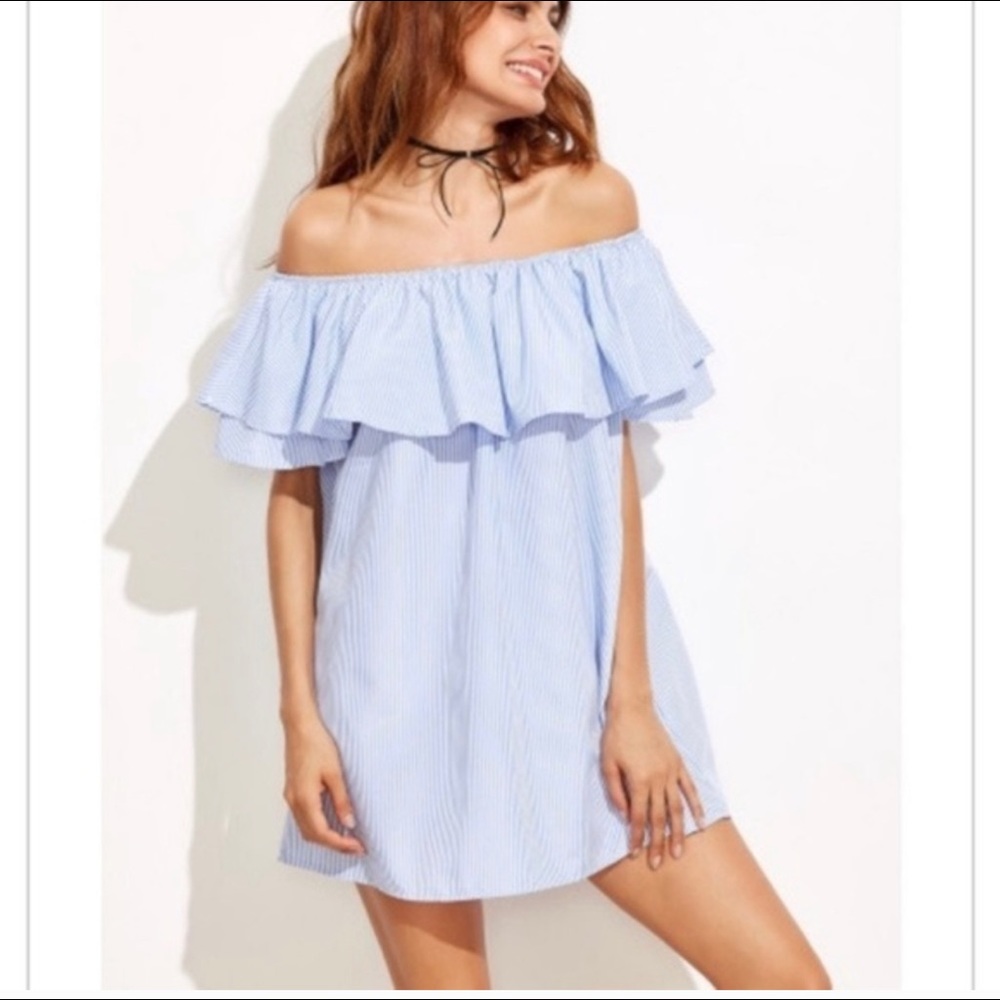 ZARA striped off shoulder dress